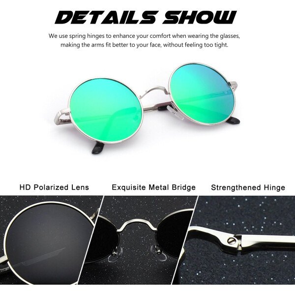 CGID Gafas de sol unisex polarizadas redondas E01 Lennon - Imagen 29