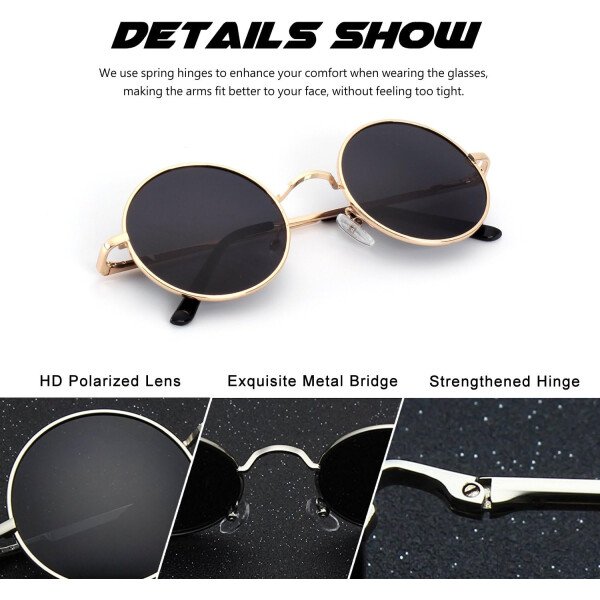 CGID Gafas de sol unisex polarizadas redondas E01 Lennon - Imagen 35