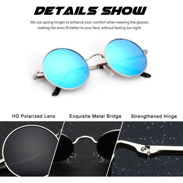CGID Gafas de sol unisex polarizadas redondas E01 Lennon - Imagen 42