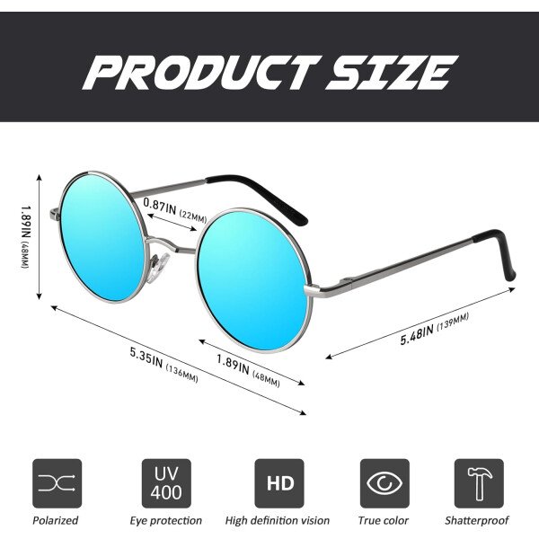 CGID Gafas de sol unisex polarizadas redondas E01 Lennon - Imagen 43