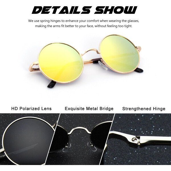 CGID Gafas de sol unisex polarizadas redondas E01 Lennon - Imagen 45