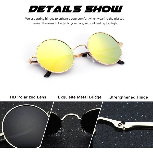 CGID Gafas de sol unisex polarizadas redondas E01 Lennon - Imagen 49