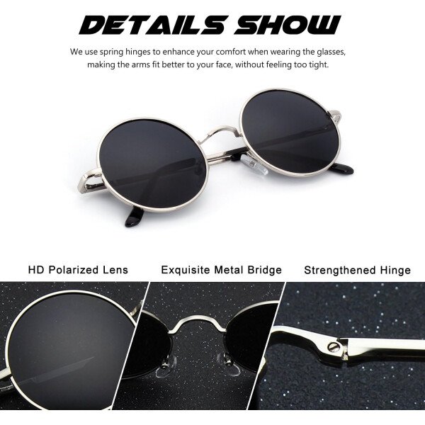 CGID Gafas de sol unisex polarizadas redondas E01 Lennon - Imagen 52