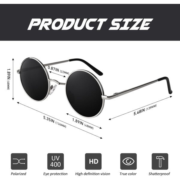 CGID Gafas de sol unisex polarizadas redondas E01 Lennon - Imagen 53