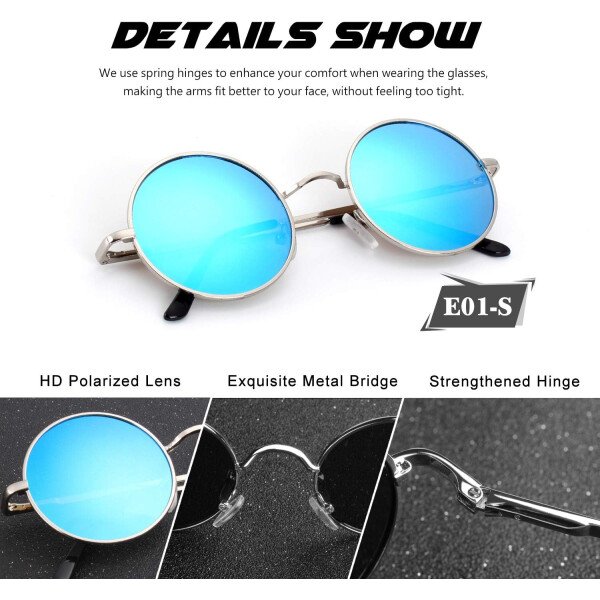CGID Gafas de sol unisex polarizadas redondas E01 Lennon - Imagen 56