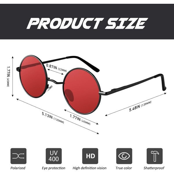 CGID Gafas de sol unisex polarizadas redondas E01 Lennon - Imagen 59