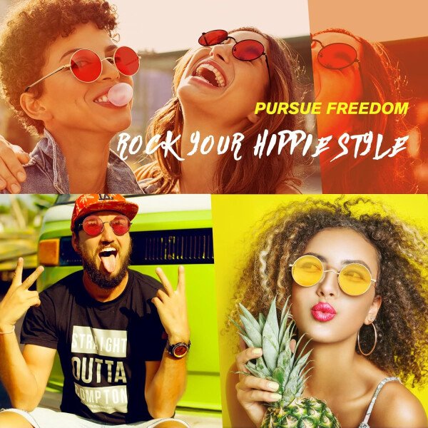 Sunier Gafas de sol redondas para hombre y mujer, polarizadas, hippie, Lennon retro, círculo, UV400, gafas de sol - Imagen 8
