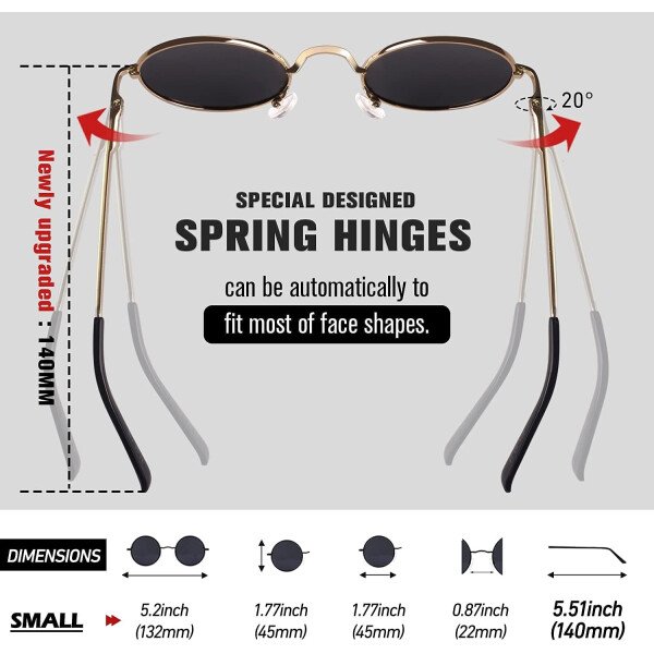 Sunier Gafas de sol redondas para hombre y mujer, polarizadas, hippie, Lennon retro, círculo, UV400, gafas de sol - Imagen 17
