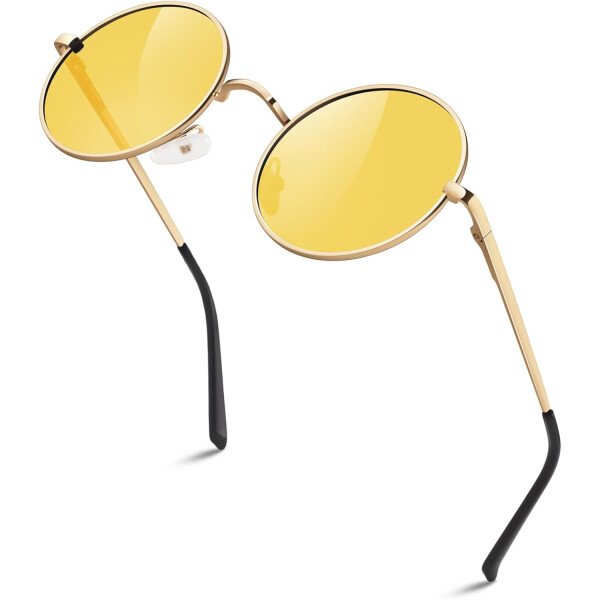 Sunier Gafas de sol redondas para hombre y mujer, polarizadas, hippie, Lennon retro, círculo, UV400, gafas de sol - Imagen 18