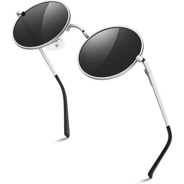 Sunier Gafas de sol redondas para hombre y mujer, polarizadas, hippie, Lennon retro, círculo, UV400, gafas de sol - Imagen 20