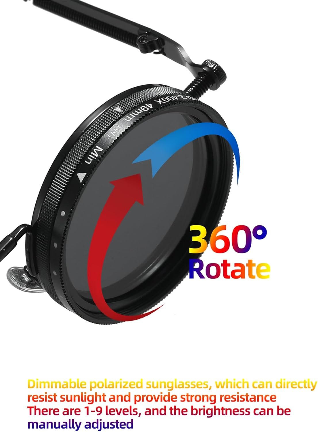 JOLLYNOVA Gafas de sol de tinte ajustable, gafas de cambio nocturno de 1-9 engranajes, gafas de sol polarizadas redondas de metal retro, lentes de filtro ND - Imagen 2