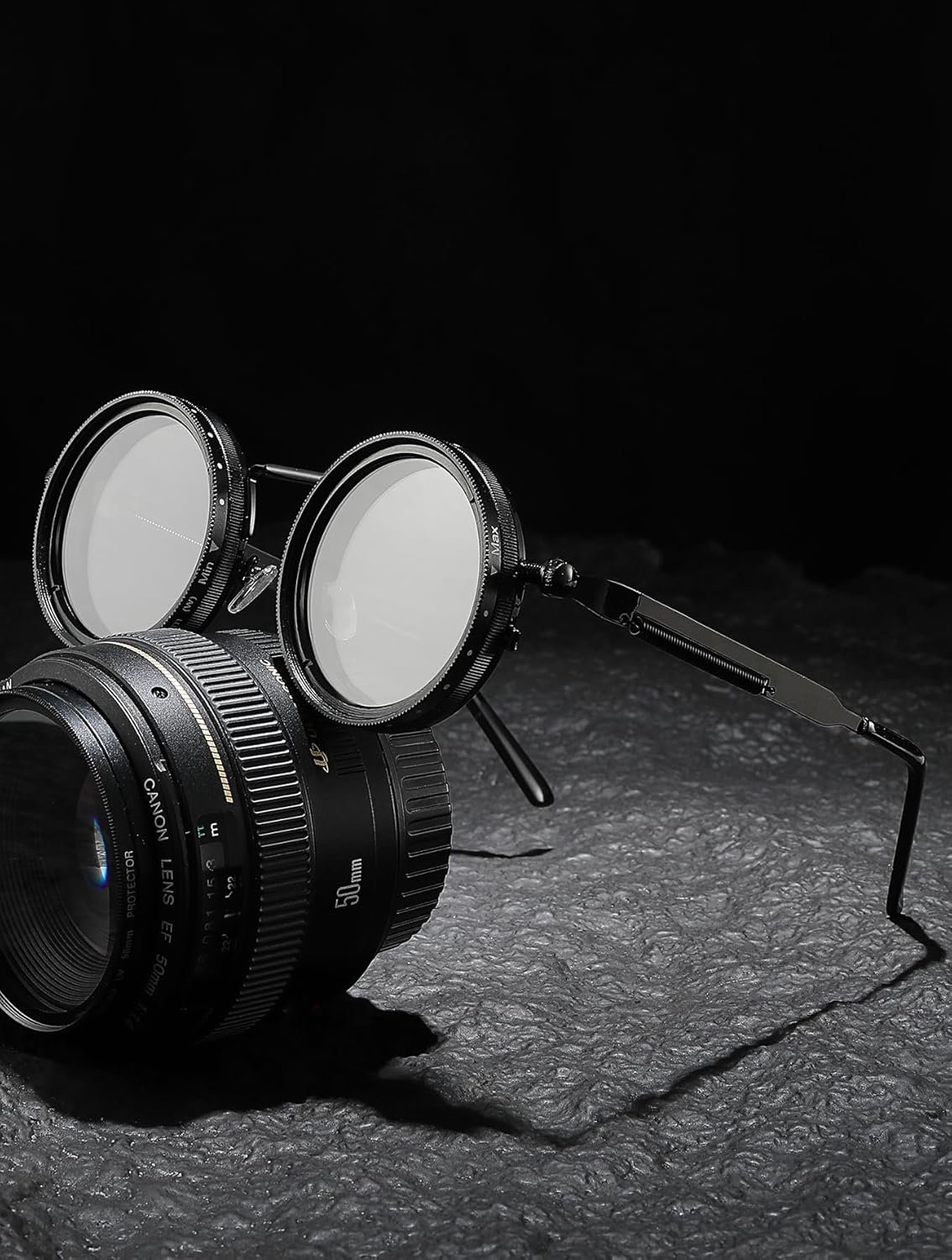 JOLLYNOVA Gafas de sol de tinte ajustable, gafas de cambio nocturno de 1-9 engranajes, gafas de sol polarizadas redondas de metal retro, lentes de filtro ND - Imagen 4