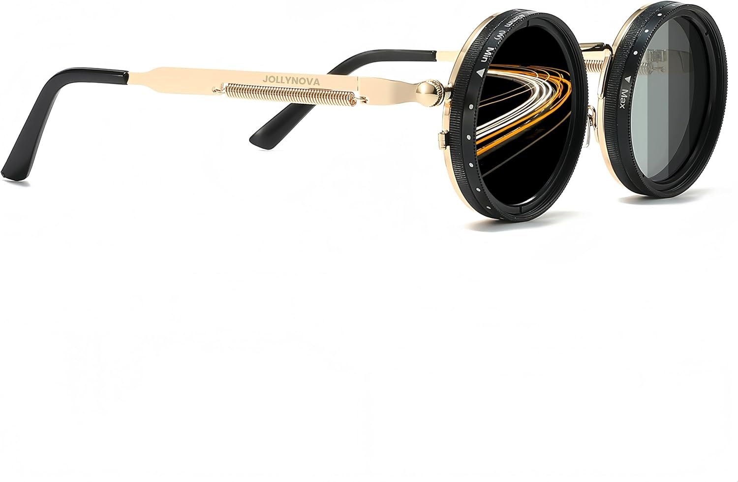 JOLLYNOVA Gafas de sol de tinte ajustable, gafas de cambio nocturno de 1-9 engranajes, gafas de sol polarizadas redondas de metal retro, lentes de filtro ND - Imagen 7