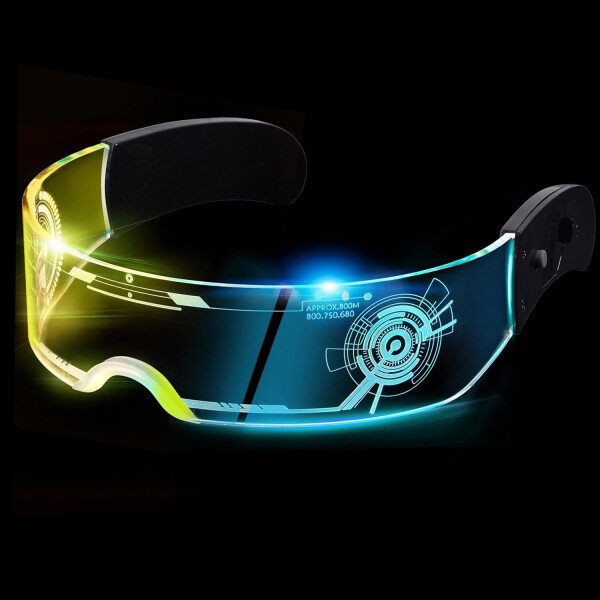 Gafas de visera LED iluminadas en 7 colores y 4 modos, gafas Cyberpunk para Halloween, cosplay, fiesta, bar, adultos (geniales)
