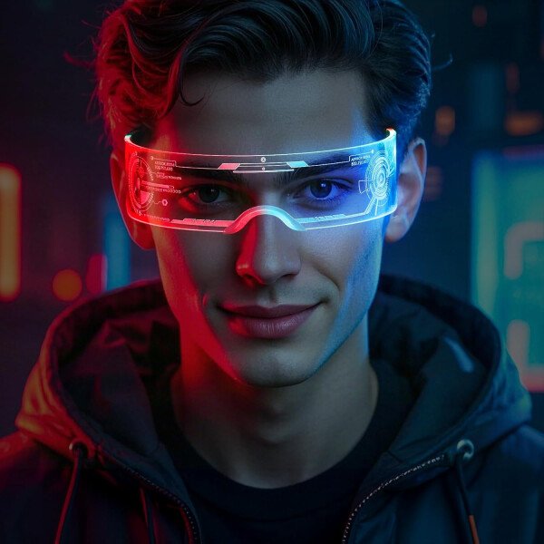 Gafas de visera LED iluminadas en 7 colores y 4 modos, gafas Cyberpunk para Halloween, cosplay, fiesta, bar, adultos (geniales) - Imagen 5