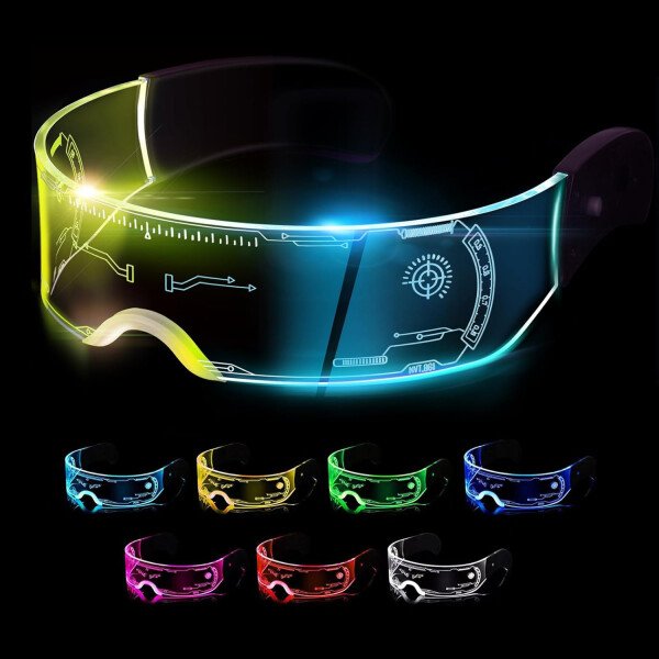 Gafas de visera LED iluminadas en 7 colores y 4 modos, gafas Cyberpunk para Halloween, cosplay, fiesta, bar, adultos (geniales) - Imagen 8