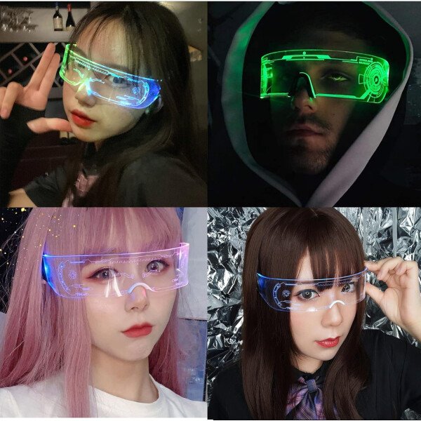 Gafas de visera LED iluminadas en 7 colores y 4 modos, gafas Cyberpunk para Halloween, cosplay, fiesta, bar, adultos (geniales) - Imagen 11