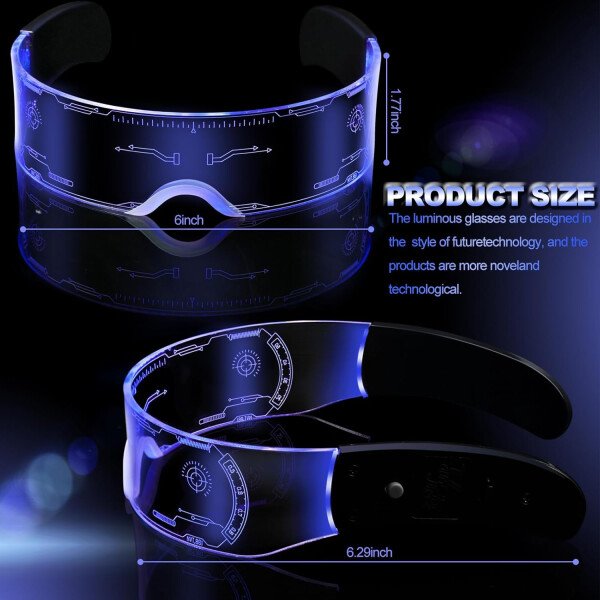 Gafas de visera LED iluminadas en 7 colores y 4 modos, gafas Cyberpunk para Halloween, cosplay, fiesta, bar, adultos (geniales) - Imagen 13