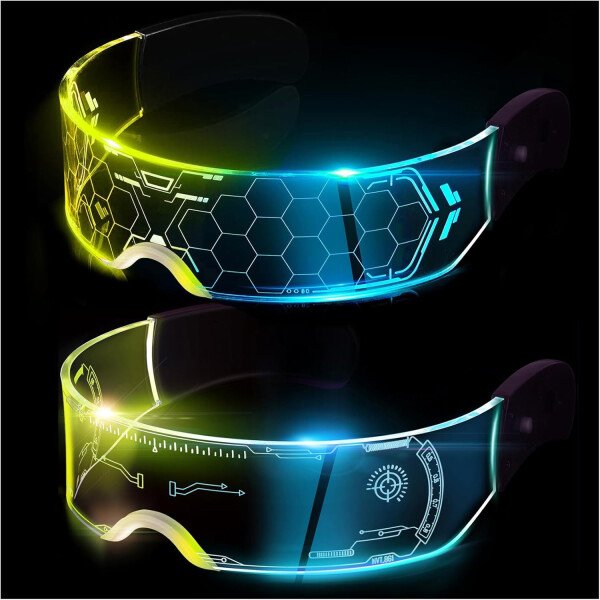Gafas de visera LED iluminadas en 7 colores y 4 modos, gafas Cyberpunk para Halloween, cosplay, fiesta, bar, adultos (geniales) - Imagen 15