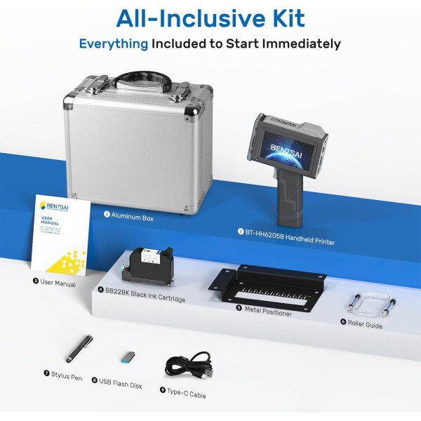 BENTSAI Impresora de inyección de tinta de mano BT-HH6205B recién actualizada con 16 horas de larga duración de 0.5 pulgadas para número de lote, código de fecha, logotipo, número de serie, código de - Imagen 8