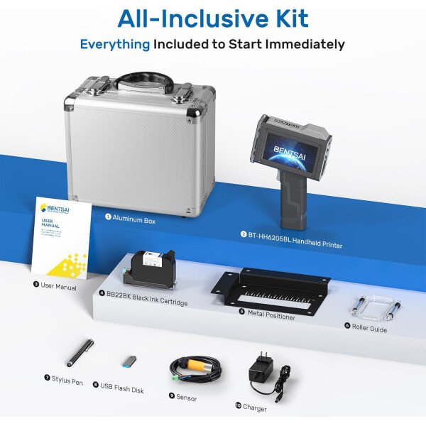 BENTSAI Impresora de inyección de tinta de mano BT-HH6205B recién actualizada con 16 horas de larga duración de 0.5 pulgadas para número de lote, código de fecha, logotipo, número de serie, código de - Imagen 21