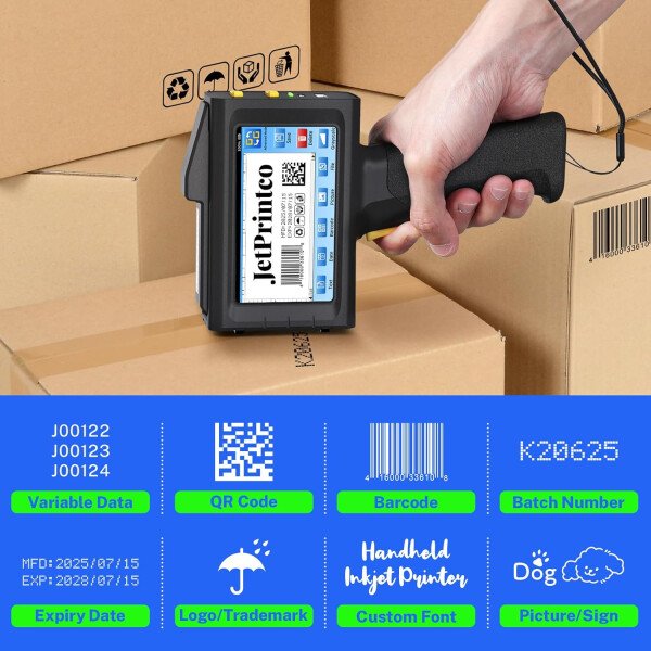 Altura de impresión de 0.5 pulgadas Impresora de inyección de tinta portátil inteligente dura 16 horas pesa solo 13.76 oz para código de lote Fecha Número de lote Impresión en cartón de plástico - Imagen 3