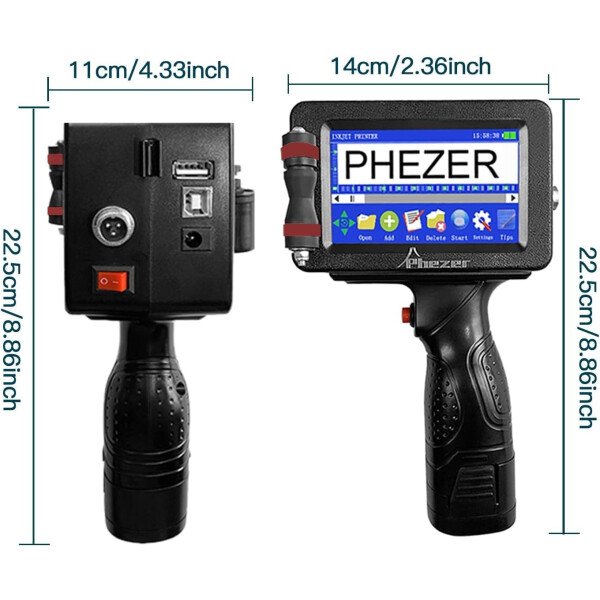 Phezer P15 Impresora de inyección de tinta portátil para superficie plana, boquilla de 0.5 pulgadas para producción de código de barras QRCode, fecha, hora, logotipo, número de lote, impresión en - Imagen 25