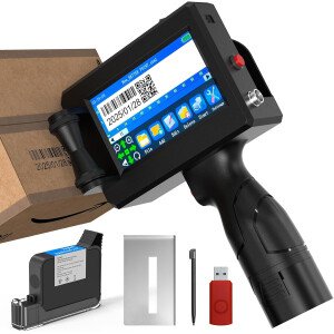 Pistola portátil de inyección de tinta de mano, boquilla de 0.5 pulgadas para logotipo, número de lote, código QR en cualquier superficie (metal, madera, vidrio, tela, cartón) con tinta de