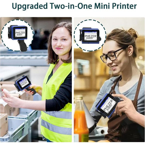 Phezer Mini impresora de inyección de tinta mejorada para superficie plana y curva PC11 Plus, 25 idiomas y cartucho de tinta de secado rápido, dispositivo portátil de marcado de bolsillo para fecha y - Imagen 17