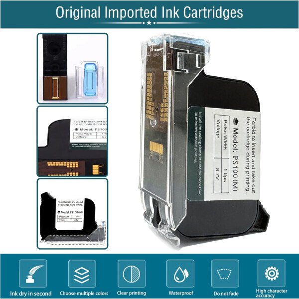 Phezer Mini impresora de inyección de tinta mejorada para superficie plana y curva PC11 Plus, 25 idiomas y cartucho de tinta de secado rápido, dispositivo portátil de marcado de bolsillo para fecha y - Imagen 21