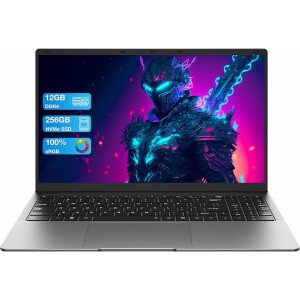 AE86 Portátil Windows 11 de 15.6 pulgadas, Intel Celeron N4000, 12 GB de RAM 256 GB SSD, pantalla Full HD 1080P, WiFi de doble banda, mini HDMI, cuaderno plateado delgado ligero para negocios, escuela