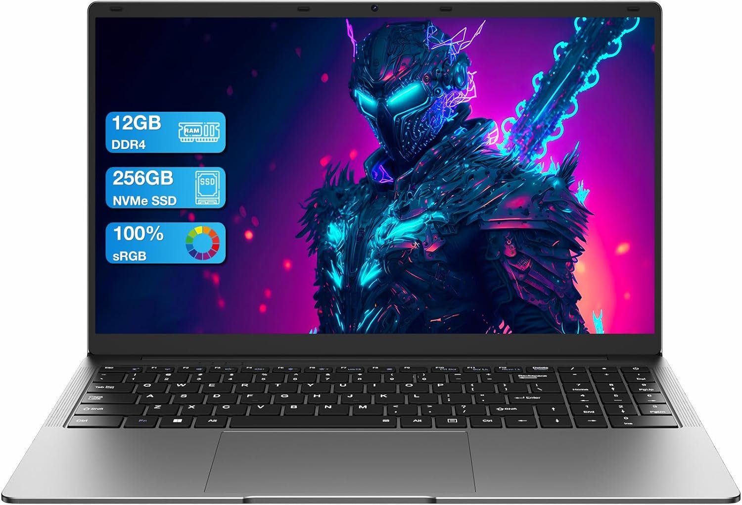 AE86 Portátil Windows 11 de 15.6 pulgadas, Intel Celeron N4000, 12 GB de RAM 256 GB SSD, pantalla Full HD 1080P, WiFi de doble banda, mini HDMI, cuaderno plateado delgado ligero para negocios, escuela