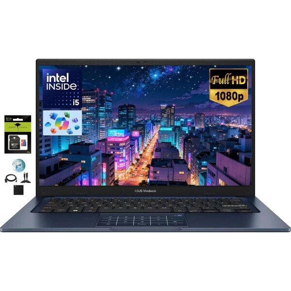 ASUS Vivobook - Laptop FHD de 14 pulgadas para estudiantes de negocios en casa, Intel 10-Core i5-1334U, 24 GB de RAM 1TB SSD, teclado numérico, cámara web privada, Windows 11