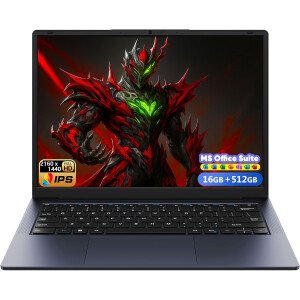 AE86 Laptop Windows 11 Pro con pantalla 2K de 14.1", 16 GB de RAM, SSD de 512 GB, procesador Intel Core, BT5.0 Wi-Fi 5, USB A, tipo C, HDMl, portátil ultrafino y ligero para estudiantes de negocios