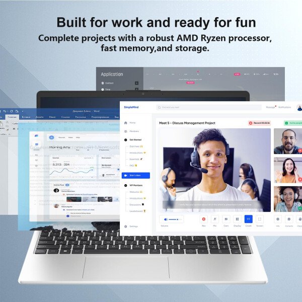 HP Laptop 255 G10, pantalla FHD de 15.6 pulgadas, AMD Ryzen 5 7530U, 32 GB de RAM, SSD de 1 TB, Windows 11 Pro, portátil de negocios para oficina, escuela y uso diario, trabajo y entretenimiento - Imagen 4