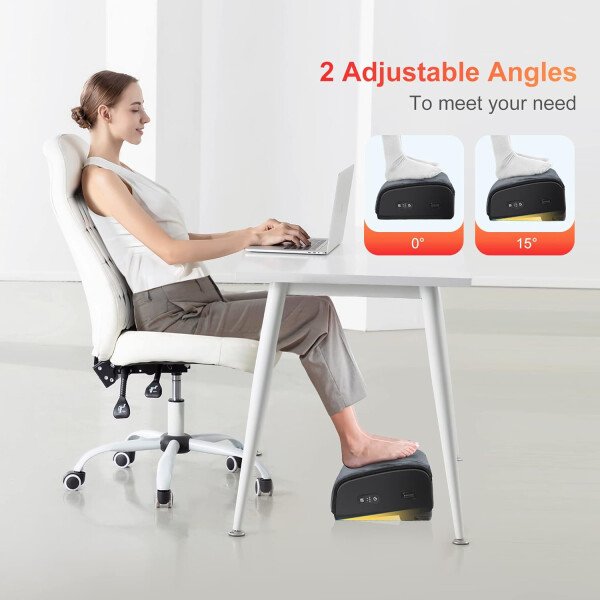 Comfier Reposapiés debajo del escritorio en el trabajo, silla de oficina y reposapiés de escritorio de juegos en casa, reposapiés térmico térmico debajo del escritorio, soporte ergonómico ajustable, - Imagen 2