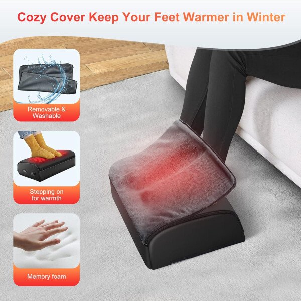 Comfier Reposapiés debajo del escritorio en el trabajo, silla de oficina y reposapiés de escritorio de juegos en casa, reposapiés térmico térmico debajo del escritorio, soporte ergonómico ajustable, - Imagen 4