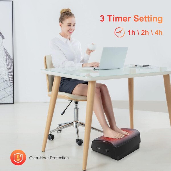 Comfier Reposapiés debajo del escritorio en el trabajo, silla de oficina y reposapiés de escritorio de juegos en casa, reposapiés térmico térmico debajo del escritorio, soporte ergonómico ajustable, - Imagen 6