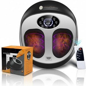 Shiatsu - Masajeador de pies con calor, amasamiento profundo para fascitis plantar, vibración, máquina de masaje de pies con control remoto para alivio del dolor y circulación, calentador de pies de