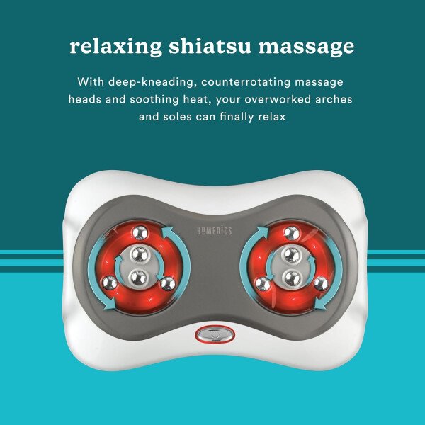 HoMedics Masajeador de pies Shiatsu de lujo con calor, máquina terapéutica para amasar y rodar pies, 4 cabezales giratorios con 10 nodos de masaje, control táctil - Imagen 4