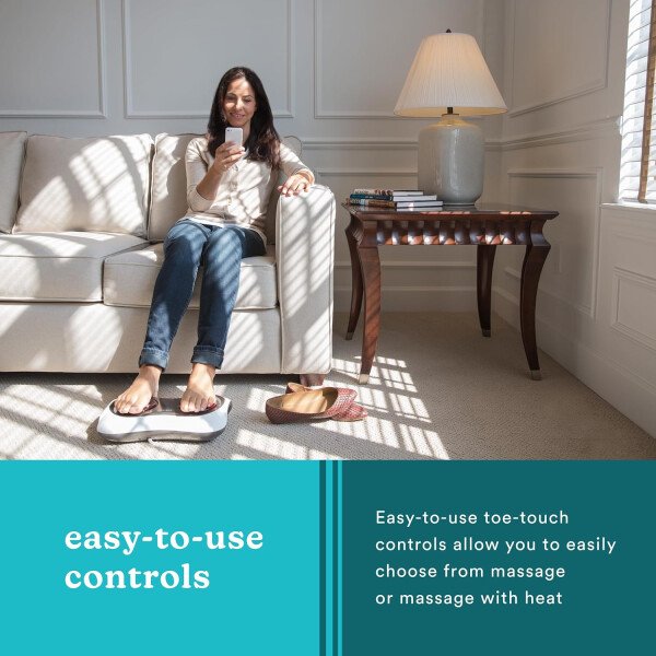 HoMedics Masajeador de pies Shiatsu de lujo con calor, máquina terapéutica para amasar y rodar pies, 4 cabezales giratorios con 10 nodos de masaje, control táctil - Imagen 5