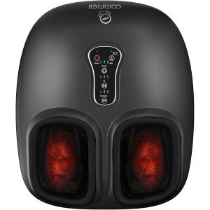 COMFIER Shiatsu - Masajeador de pies con calor, vibración, máquina de masaje de pies de compresión rodante para fascitis plantar, dolor neuropatía, regalos para ella, se adapta a tamaños de hasta 13