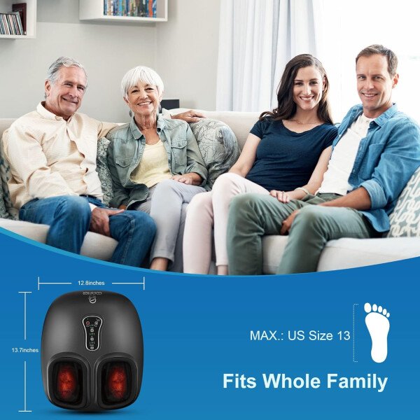 COMFIER Shiatsu - Masajeador de pies con calor, vibración, máquina de masaje de pies de compresión rodante para fascitis plantar, dolor neuropatía, regalos para ella, se adapta a tamaños de hasta 13 - Imagen 2