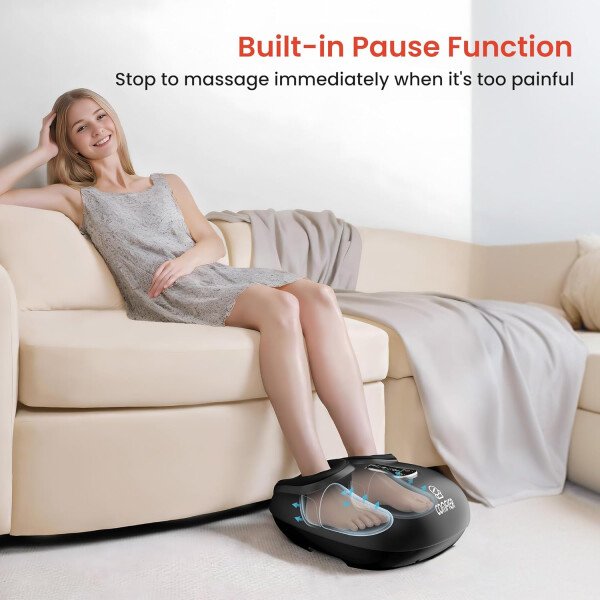 COMFIER Shiatsu - Masajeador de pies con calor, vibración, máquina de masaje de pies de compresión rodante para fascitis plantar, dolor neuropatía, regalos para ella, se adapta a tamaños de hasta 13 - Imagen 14