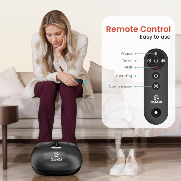 COMFIER Shiatsu - Masajeador de pies con calor, vibración, máquina de masaje de pies de compresión rodante para fascitis plantar, dolor neuropatía, regalos para ella, se adapta a tamaños de hasta 13 - Imagen 19