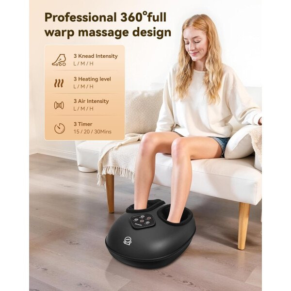 COMFIER Shiatsu - Masajeador de pies con calor, vibración, máquina de masaje de pies de compresión rodante para fascitis plantar, dolor neuropatía, regalos para ella, se adapta a tamaños de hasta 13 - Imagen 34