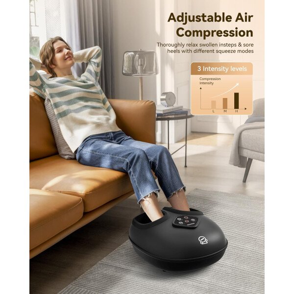 COMFIER Shiatsu - Masajeador de pies con calor, vibración, máquina de masaje de pies de compresión rodante para fascitis plantar, dolor neuropatía, regalos para ella, se adapta a tamaños de hasta 13 - Imagen 35