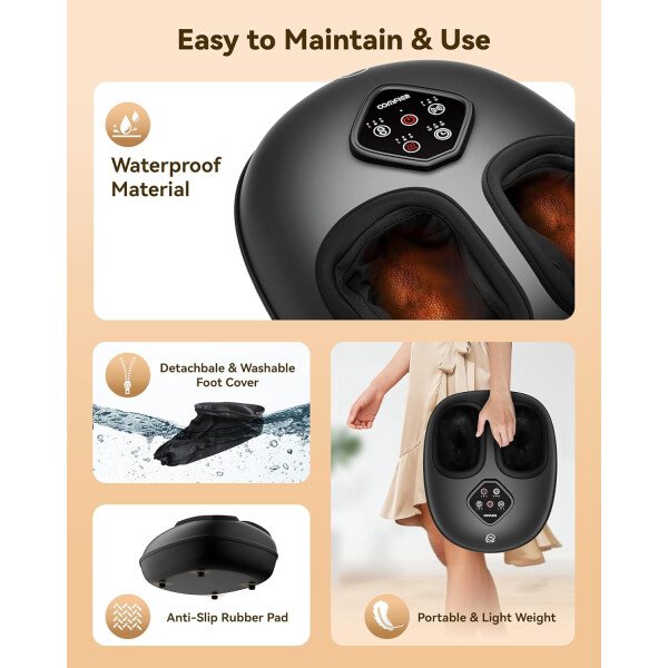 COMFIER Shiatsu - Masajeador de pies con calor, vibración, máquina de masaje de pies de compresión rodante para fascitis plantar, dolor neuropatía, regalos para ella, se adapta a tamaños de hasta 13 - Imagen 36