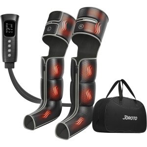 JOROTO Masajeador de piernas con calor y compresión, masajeador de pies y pantorrillas, muslo, con calor para circulación y alivio del dolor, 6 modos, 3 intensidades, máquina de masaje de pies, masaje