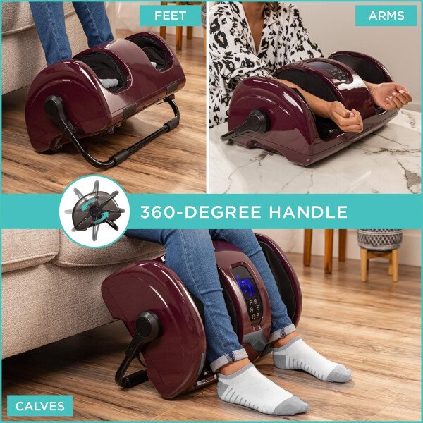 Best Choice Products - Máquina masajeadora de pies Shiatsu, masajeador de piernas de reflexología terapéutica con circulación sanguínea, dolor nervioso, amasamiento profundo, rodillos de alta intensidad, color burdeos - Imagen 2